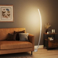 HOMCOM Candeeiro LED com 3 níveis de luminosidade ajustáveis, candeeiro de pé moderno com interruptor de pé, prateado(m-5)