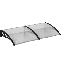 Outsunny Cobertura para porta, proteção contra chuva, vento e granizo, policarbonato, hastes de ligação em alumínio, 200 x 96 x 27 cm, preto(m-1)