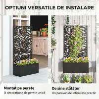 Outsunny Ghiveci cu spallier pentru plante cățărătoare din oțel, montare pe perete sau pe podea, 61x23x113 cm, negru(m-5)