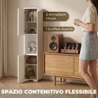 HOMCOM Mobile Multimediale Slim a 5 Ripiani con Ripiani Regolabili, Bianco(m-4)