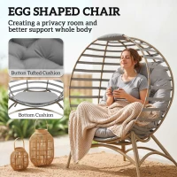 Outsunny Egg Chair with Cushion & Side Pocket - Light Grey(m-5)