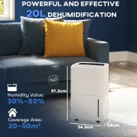HOMCOM 20L Dehumidifier, with Touch Control - White(m-3)