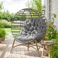 Outsunny Egg Chair with Cushion & Side Pocket - Light Grey(m-13)
