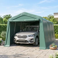 Outsunny Tendone da Giardino per Auto con Ingresso a Cerniera e Picchetti, 600x255-310x255cm, Verde(m-10)