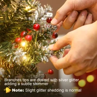 HOMCOM Árbol de Navidad Artificial Estrecho 230 cm con Luces LED 7 Modos de Iluminación 761 Ramas Piñas Bayas y Soporte Verde(m-8)