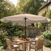 Outsunny Sombrilla Terraza Exterior Ø2,7 m Sombrilla con Inclinación Ajustable 3 Posiciones Manivela y Volante Caqui(m-9)