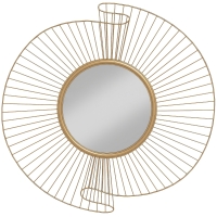 HOMCOM Espelho Decorativo Redondo 60 cm com Fixação a 360° Decoração de Parede em Metal Moderno com Detalhes Plissados Dourado