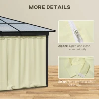 Outsunny Replacement Gazebo Curtains 4-Panel Sidewalls with Zipper for 3 x 3 (M) Yard Gazebos Canopy Tent, Beige(m-6)