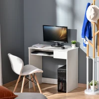 HOMCOM Birou Dormitor , Birou Pc din Lemn, Alb, 80x45x75cm(m-2)
