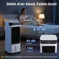 HOMCOM Refroidisseur d'air portable 3 en 1 refroidisseur humidificateur et ventilateur, 3 vitesses 3 modes, blanc(m-8)