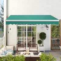 Outsunny Tenda da Sole per Esterno Avvolgibile a Manovella in Metallo e Alluminio, 4x2.5m, Verde Scuro(m-10)
