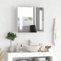 kleankin Armario con Espejo de Baño con Luz LED Mueble de Baño Colgante con Interruptor Táctil 70x15x65cm Blanco(m-2)