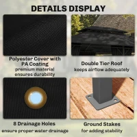 Outsunny 3 x 4m Steel Gazebo, with Curtains - Black(m-5)
