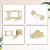 PawHut Conjunto de Escalada para Gatos 5 peças com Poste Arranhador Plataformas de Salto Escada Casinha Montagem na Parede Bege(m-3)