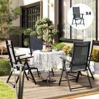 Outsunny Set 4 Scaune de Grădină Pliabile și Respirabile cu Brațe, din Oțel și Poliester, 56x69x106 cm, Gri(m-10)
