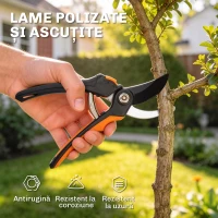 Outsunny Set Foarfeci Grădinărit 2 Piese cu Foarfecă, Mâner Moale și Blocare, 69,5x24x2,5 cm, Portocaliu(m-5)