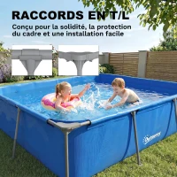 Outsunny Piscine Tubulaire Rectangulaire et Piscine Hors Sol avec Pompe Structure Stable en Acier 260x181x67 cm Bleu(m-7)