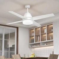 HOMCOM Ventilador de Techo con Luz 46W Ø129 cm Motor DC con 4 Aspas Reversibles Mando a Distancia y Temporizador Blanco(m-10)
