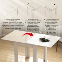 HOMCOM Masă de Dining Extensibilă pentru 4-6 Persoane din PAL și Oțel, 140 x 80 x 77,5 cm, Alb cu Efect de Lemn(m-5)