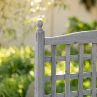Outsunny Garden Planters with Trellis for Climbing Vines, Wood Raised Beds for Garden, Flower Pot, Indoor Outdoor, Grey(m-8)