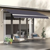 Outsunny Telo di Ricambio per Tenda a Bracci Retrattile in Poliestere Anti UV da 3.6x3 m, Grigio(m-9)