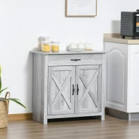 HOMCOM Aparador de Cocina Buffet para Salón con 1 Cajón 2 Puertas y Estante Interior Ajustable Mueble Auxiliar Decorativo para Comedor 80x39,7x80 cm Gris(m-10)
