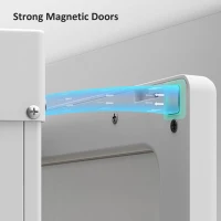 HOMCOM Portable Clothes Wardrobe for Bedroom, Foldable Clothes Organiser with Cube Storage, Hanging Rods, Magnet Doors, White(m-8)