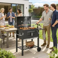 Outsunny Charcoal Grill, with Height-Adjustable Coal Pan - Black(m-10)