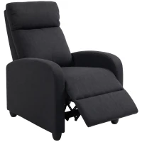 HOMCOM Relaxsessel, verstellbar 135°, ausziehbare Fußstütze, gepolsterte Lehnen, Leinen-Polyester, Schwarz(m-7)
