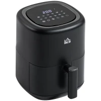 HOMCOM Heißluftfritteuse 3 L 1300W mit 12 Menüs LED-Display Antihaftbeschichteter Korb für gesundes ölfreies fettarmes Kochen Schwarz 29,5 x 23,8 x 30,3 cm(m-11)