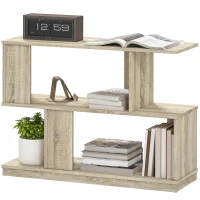 HOMCOM Măsuță de Cafea Modernă în Formă de S cu 3 Rafturi pentru Living și Salon, 90x30x61 cm, Lemn(m-12)