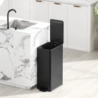 HOMCOM Cestino Spazzatura 20L con Chiusura Ammortizzata e Secchio Rimovibile, in Acciaio e PP, 21.5x37.2x57 cm, Nero(m-8)