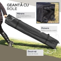 Pavilion Outsunny pliabil 4x4 m cu înălțime reglabilă, plasă de țânțari și geantă, din metal și material Oxford, bej(m-4)
