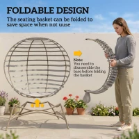 Outsunny Egg Chair with Cushion & Side Pocket - Light Grey(m-6)