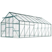Outsunny Serra da Giardino in Policarbonato, Metallo e Alluminio, Anti-UV e Antivento, 244x500x216cm, Verde(m-11)