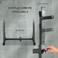 SPORTNOW Supporto per Bilanciere con Altezza e Larghezza Regolabili in Acciaio ed EVA, 60-87x65x121-158cm, Nero(m-5)