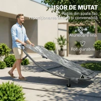 Outsunny Șezlong de Grădină cu Roți și Perne, Dublu, Gri(m-7)