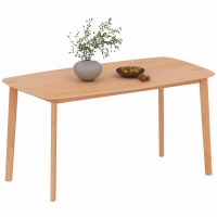 HOMCOM Table à manger rectangulaire pour 6 personnes table de cuisine 150 cm en bois massif 150 x 80 x 76 cm bois naturel(m-11)