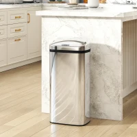 HOMCOM Bidone per Rifiuti da 40L con Sensore per Apertura e Chiusura Automatica, 33x25x70 cm, Argento(m-2)