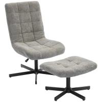 HOMCOM Fauteuil salon avec repose-pieds, chaise pivotante, hauteur réglable, dossier inclinable, 66 x 80 x 93-104 cm, gris(m-12)