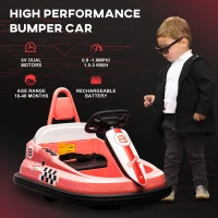 HOMCOM 6V Electric Kids Bumper Car, 6V Spin Waltz Car, with Music, Horn, Lights - Pink(m-7)
