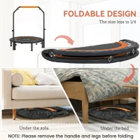HOMCOM 40" Foldable Mini Fitness Trampoline, with Adjustable Foam Handle, Orange(m-5)