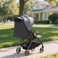 AIYAPLAY Carrito para Bebé Plegable con Respaldo Reclinable Reposapiés Ajustable Capota Cesta Arnés Carga 15 kg Gris Oscuro(m-9)
