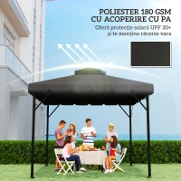 Outsunny Husă pentru Pavilion 3x3 m cu 2 Niveluri și 8 Orificii de Drenaj, din Poliester Gri Deschis și Gri Închis(m-5)