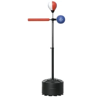 SPORTNOW Sac de Box pe Podea cu Bară Rotativă, Speedball și Țintă, din Oțel, HDPE și PU, 80.5x48x163-205 cm(m-11)
