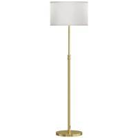 HOMCOM Candeeiro de pé com telecomando, altura ajustável, abat-jour de tecido, suporte metálico, brilho ajustável, interruptor de pé, cor dourada(m-1)