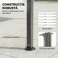Outsunny Pavilion de grădină cu acoperiș extensibil și orificii de scurgere, din metal și poliester, 3,2x3,2 m, gri închis(m-7)