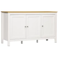 HOMCOM Mobile Contenitore con 2 Armadietti a 2 Ripiani Regolabili su 3 Altezze, 120x40x70 cm, Bianco e color Legno(m-11)