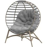Outsunny Egg Chair with Cushion & Side Pocket - Light Grey(m-14)