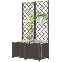 Outsunny 2er Set Spalier mit Pflanzkasten Blumenkasten mit Drainageloch Timer Bewässerungssystem 80 x 40 x 136 cm Braun(m-10)